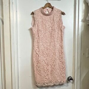 Ted Baker Floral Lace Mini Dress in Light Pink